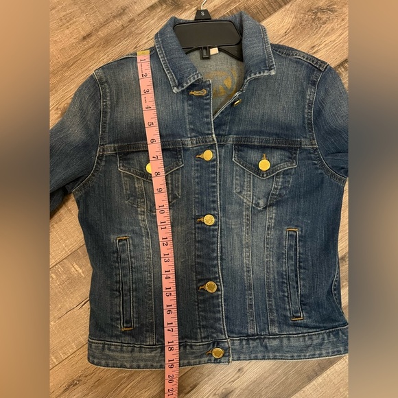 Michael Kors Dark Blue Jean Denim Jacket with Gold Accents Size S EUC - Picture 10 of 10